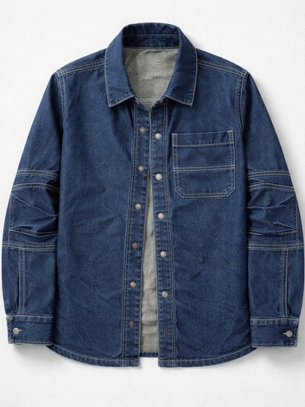 Men's Dark Blue Denim Shirt Jacket - Picture 2 of 3